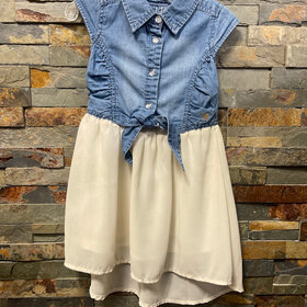 Guess Denim Top with Cream Skirt Dress, Size 4