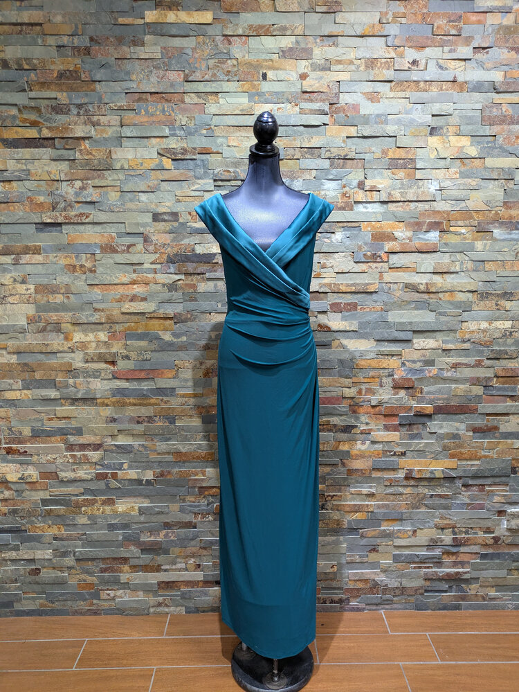 Ralph Lauren Emerald Sleeveless Formal Gown, Size 16