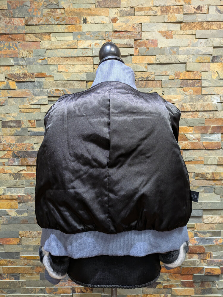 Rex Rabbit Black and White Jacket w/ Chinchilla Coloration, Size L