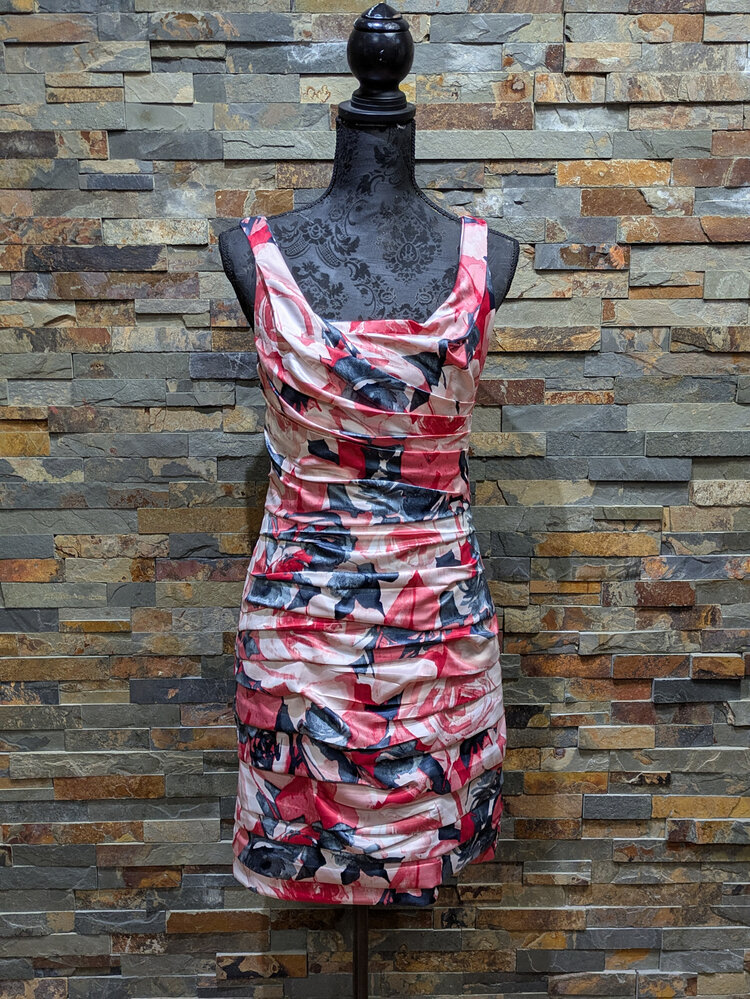 Pink & Blue Ruffled Short Dress, Size 8