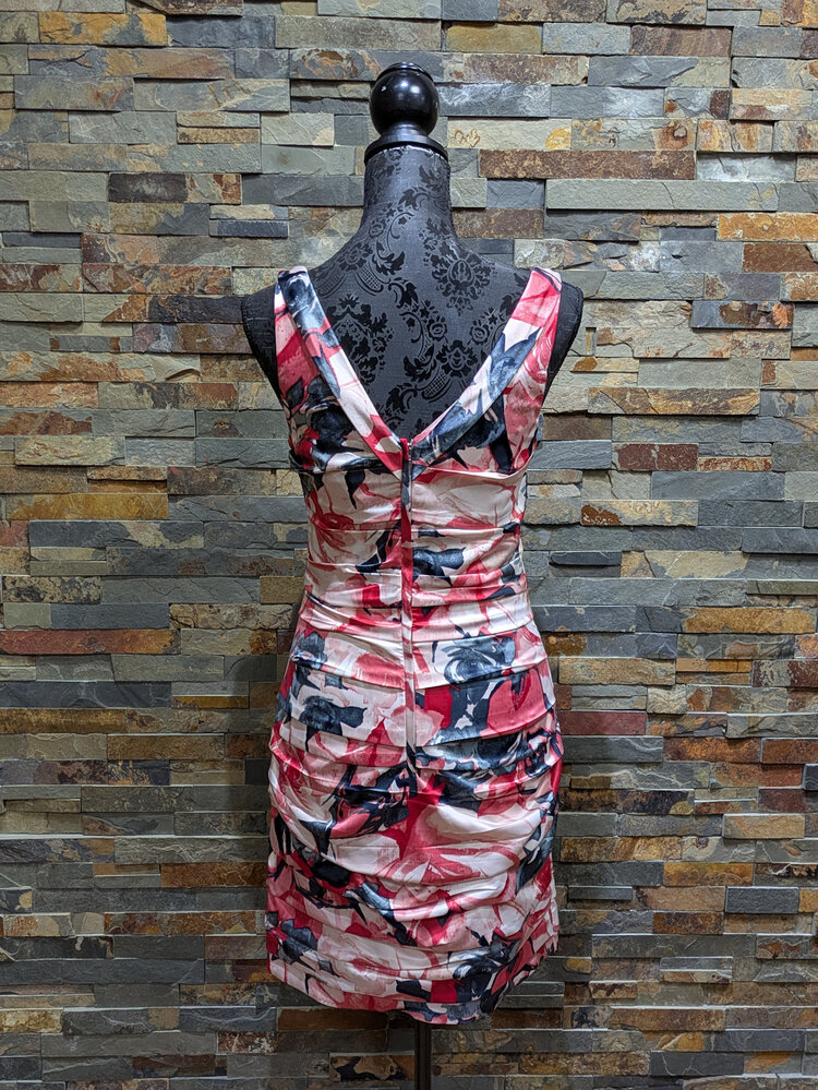 Pink & Blue Ruffled Short Dress, Size 8