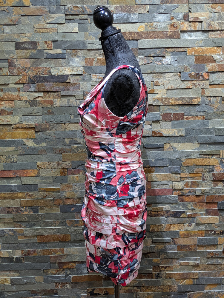 Pink & Blue Ruffled Short Dress, Size 8