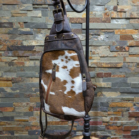 Brown Leather Cowhide Cross-Body Bag