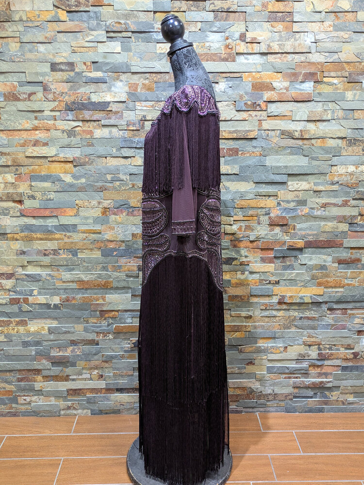 Purple Beaded Illusion Flapper Gown, Size 15