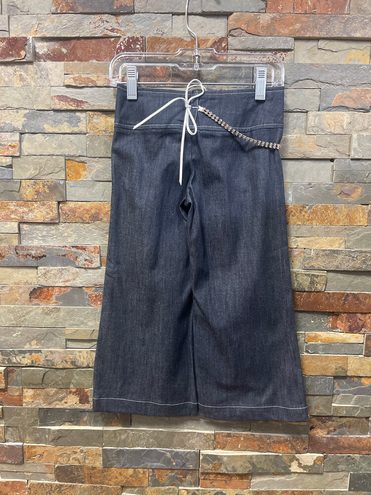Girls Denim Wide Leg Jeans with Rhinestone Belt, Size 4T