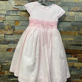 Pink Dress Smocked with Flowers, Size 2T