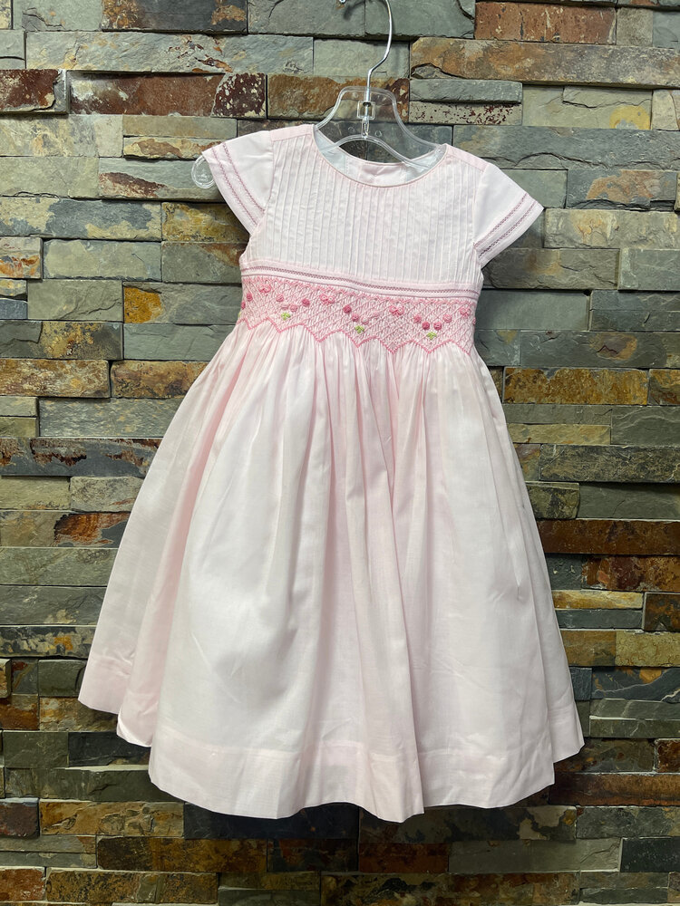 Pink Dress Smocked with Flowers, Size 2T