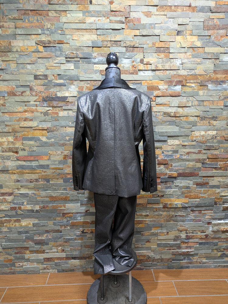 Boston Proper Black Grey Metallic Two-Piece Suit, Size 16