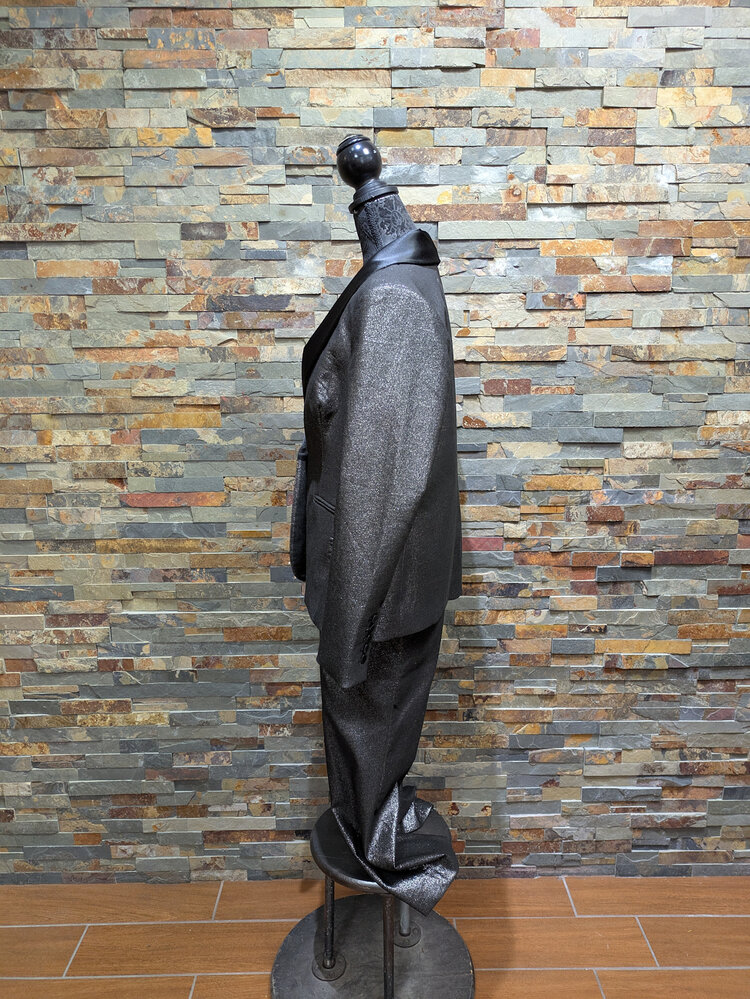 Boston Proper Black Grey Metallic Two-Piece Suit, Size 16