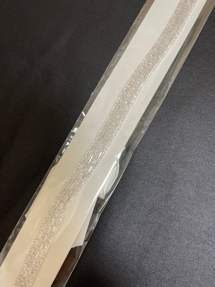 Wona Trading Silver Crystal Ribbon Belt, O/S