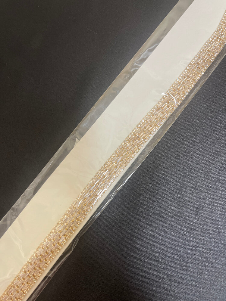 Wona Trading Gold Crystal Ribbon Belt, O/S