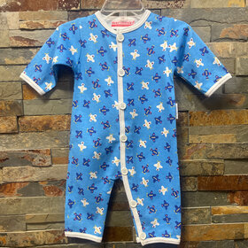 Blue Jumpsuit with Airplane Print, Size 3M