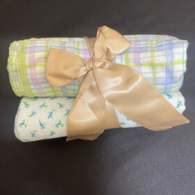 2 Piece Set of Flannel Printed Blankets/Burp Clothes