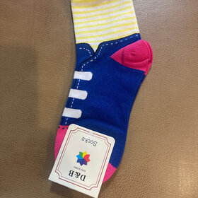 Blue and Pink Sneaker Socks, Size 9-11