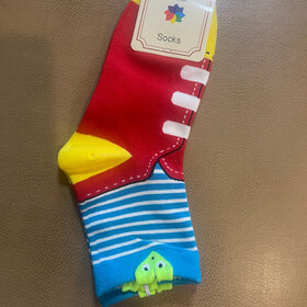Red and Yellow Sneaker Socks, Size 9-11