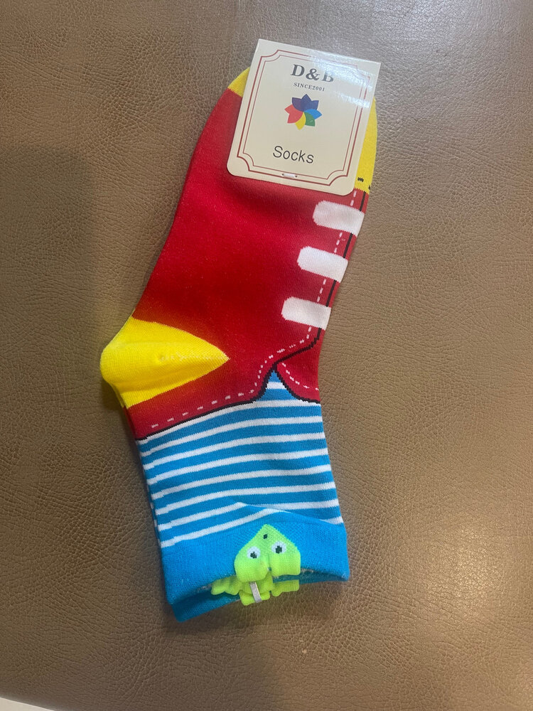 Red and Yellow Sneaker Socks, Size 9-11