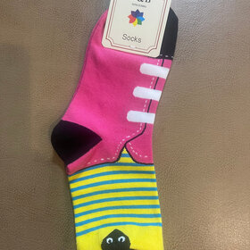Pink and Black Sneaker Socks, Size 9-11