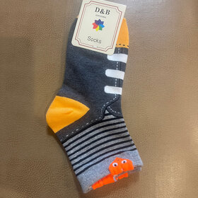 Gray and Orange Sneaker Socks, Size 9-11