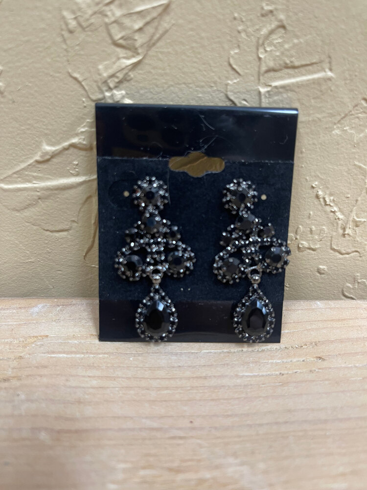 Wona Trading Black Thunder Teardrop Earrings