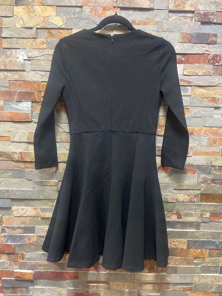 Halston Heritage Black Jersey Knit A-Line Dress with Front Cut Out, Size 0