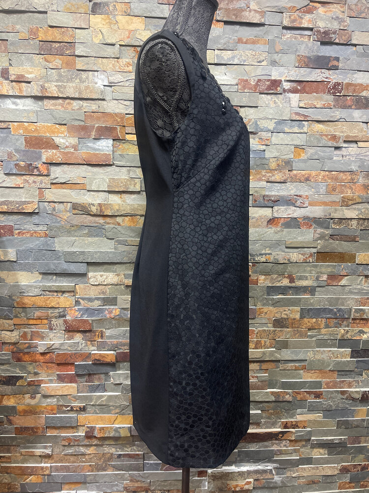 Adrianna Papell Black Sheath Dress with Embellishments, Size 8