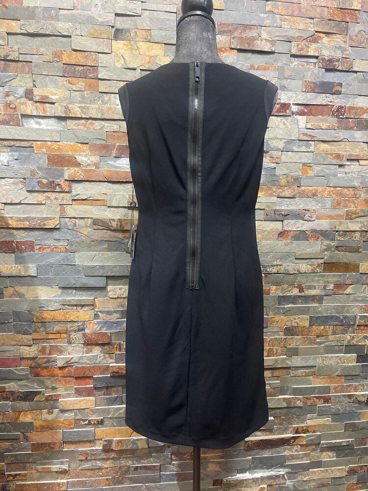 Adrianna Papell Black Sheath Dress with Embellishments, Size 8