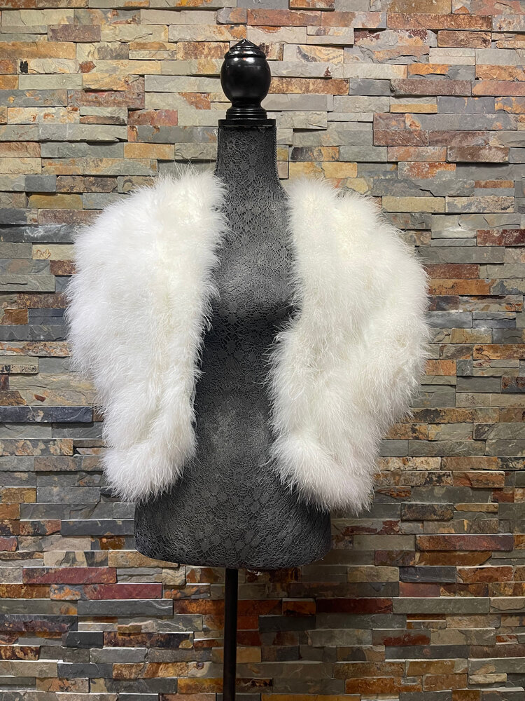 White Vintage Turkey Feather Bolero Jacket