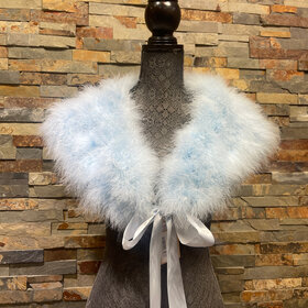 Jovani Light Blue Turkey Feathered Stole, Size M