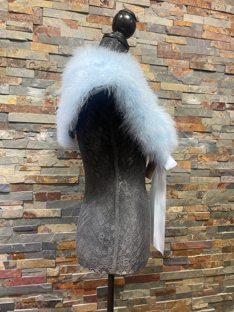 Jovani Light Blue Turkey Feathered Stole, Size M