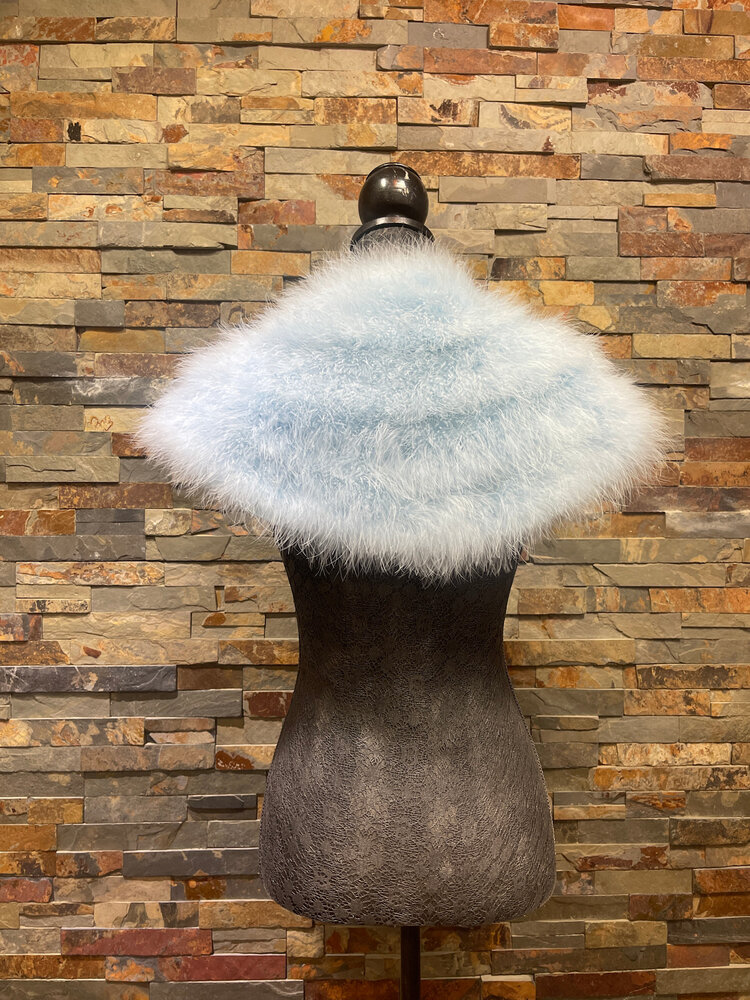 Jovani Light Blue Turkey Feathered Stole, Size M