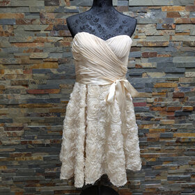 Aidan Mattox Ivory Rosebud Lace Dress with Pockets, Size 14
