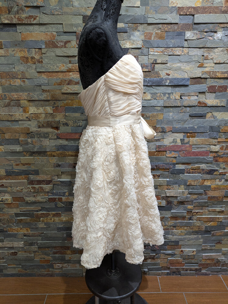 Aidan Mattox Ivory Rosebud Lace Dress with Pockets, Size 14