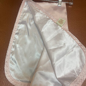 Pink and White Satin Baby Blanket, 32" x 32"