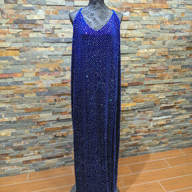 City Studio Royal Blue Velvet Sparkle Gown with Criss Cross Back, Size 20W