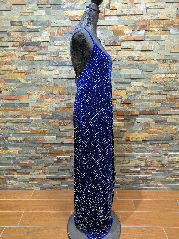 City Studio Royal Blue Velvet Sparkle Gown with Criss Cross Back, Size 20W