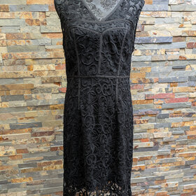 Adrianna Papell Black Lace Sheath Dress, Size 8