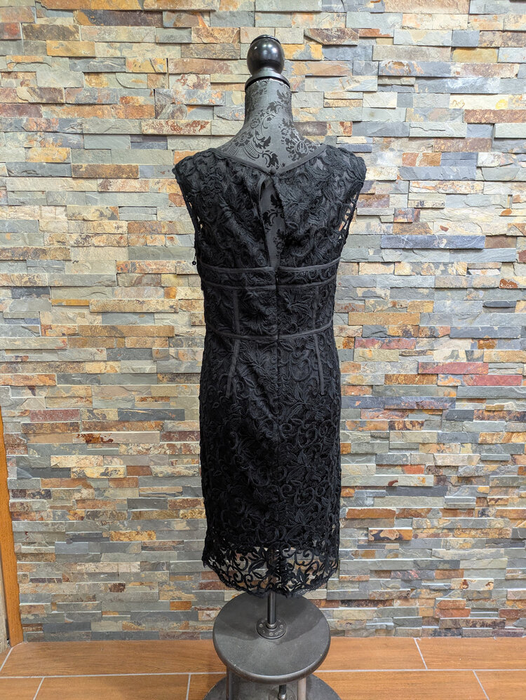 Adrianna Papell Black Lace Sheath Dress, Size 8