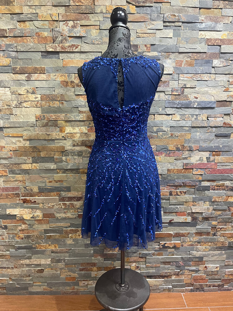 Aidan Mattox Royal Sequin on Navy Cocktail Dress, Size 4