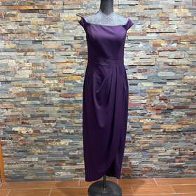 Xscape Purple Off Shoulder Full-Length Sheath Gown, Size 10