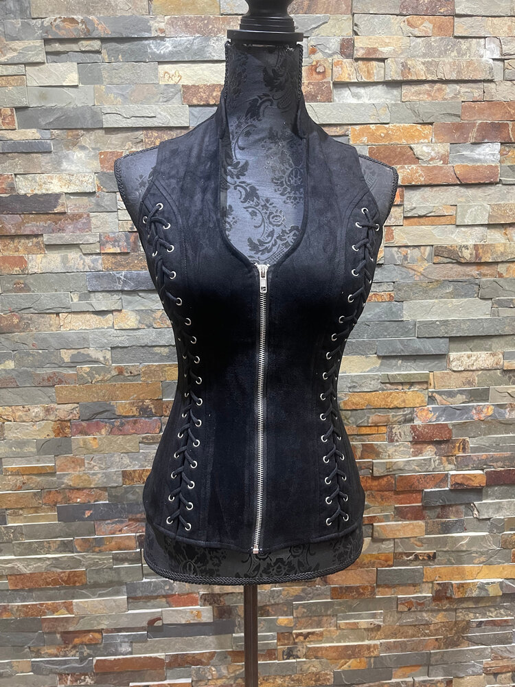 Lydia USA Black Suede Lace-Up Top