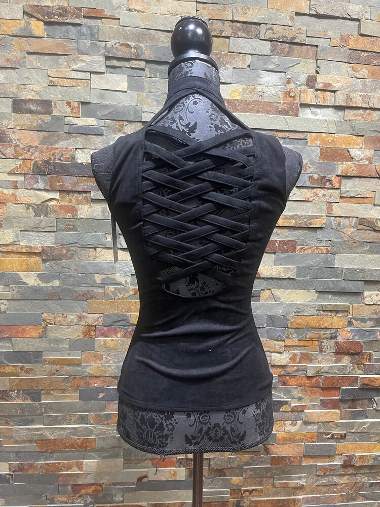 Lydia USA Black Suede Lace-Up Top