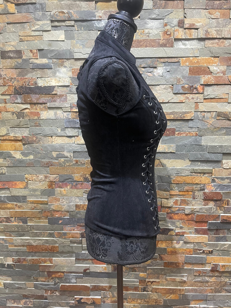 Lydia USA Black Suede Lace-Up Top