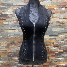 Lydia Black Suede Lace-Up Top w/Cross Back