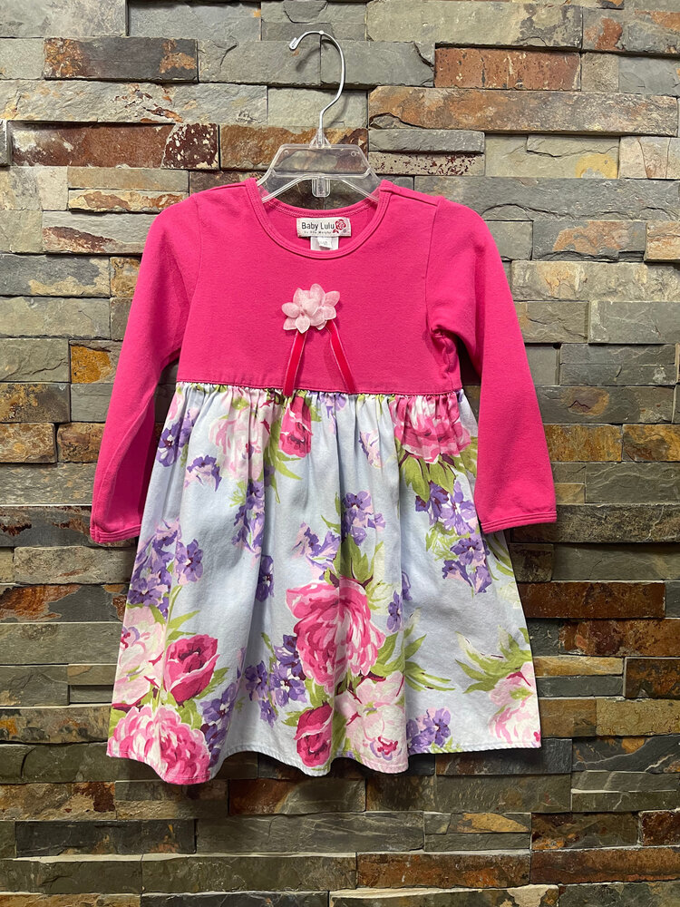 Pink with Floral Print Dress, Size 3T