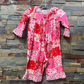 Pink and Red Floral Patchwork Romper