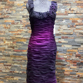 Adrianna Papell Purple/Black Ruched Ombre Dress, Size 12