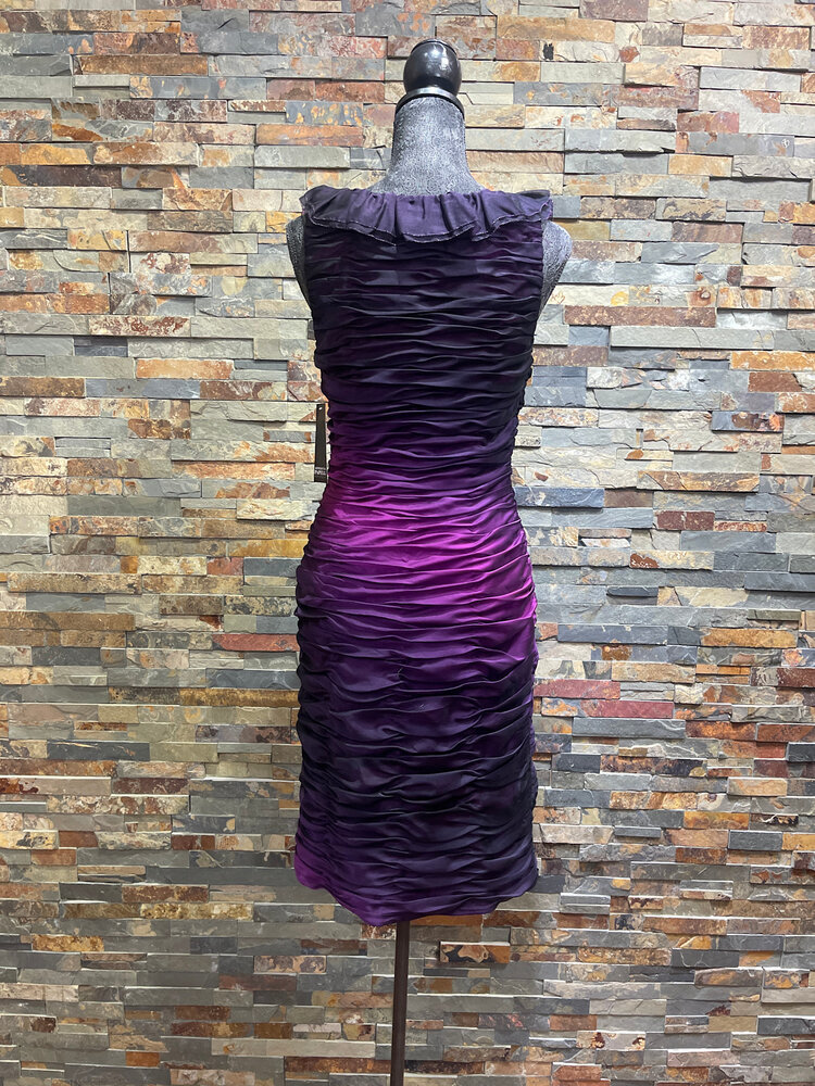 Adrianna Papell Purple/Black Ruched Ombre Dress, Size 12
