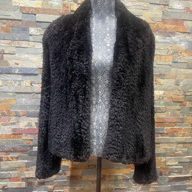 Paula Lishman Black Sheared Beaver Cardigan/Jacket, Size M