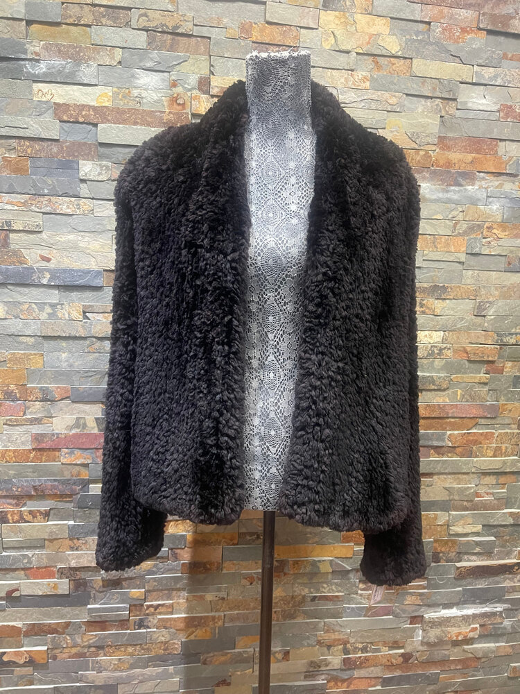 Paula Lishman Black Sheared Beaver Cardigan/Jacket, Size M