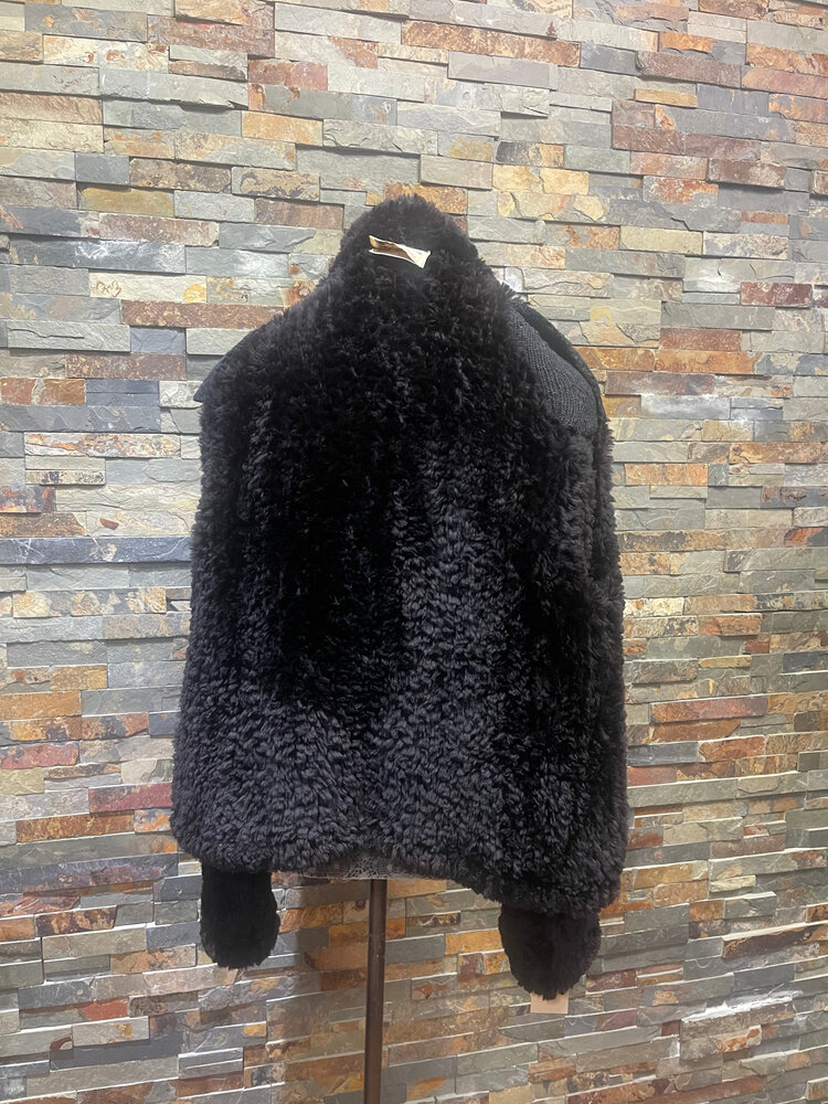 Paula Lishman Black Sheared Beaver Cardigan/Jacket, Size M